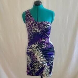 Charlotte Russe purple animal print body con club dress. Size XL. New with tags.